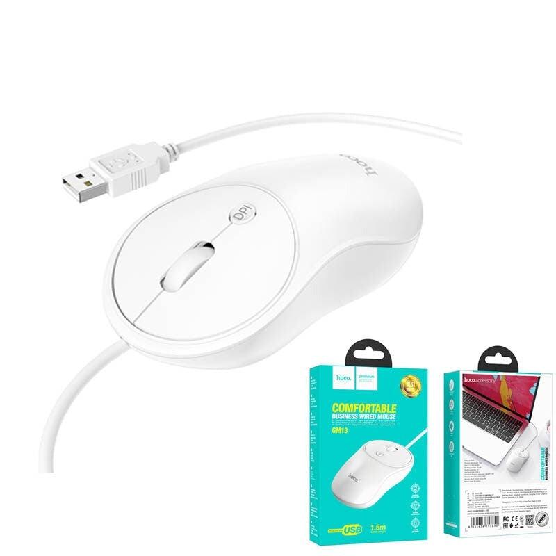 Hoco Wired Mouse GM13 Esteem 1.5m White-IOSBD