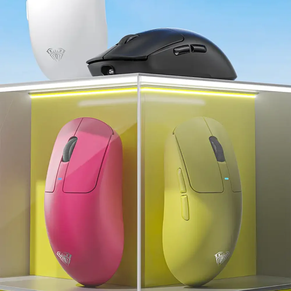 AULA SC680 Yellow / Pink PAW3395 26K DPI 1000Hz Tri-Mode Wireless Gaming Mouse